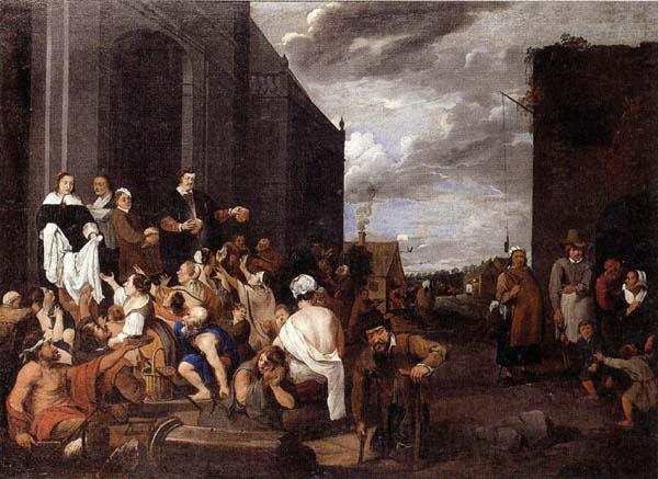 Matthias van Helmont A Lady and gentleman distributing alms to the poor Germany oil painting art